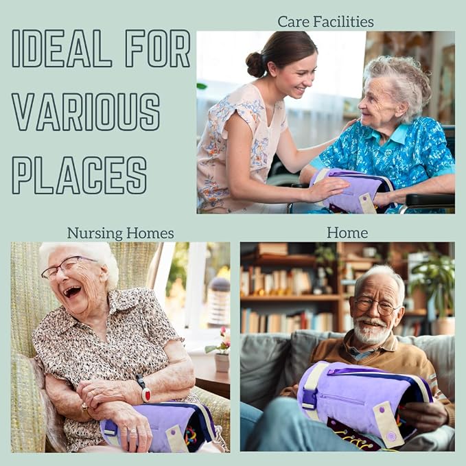 Modaliv 2-in-1 Sensory Fidget Blanket & Calming Muff, Lilac | Alzheimer's & Dementia Activity Mat for Adults, Anxiety Relief, Therapeutic Tactile Sensory Engagement