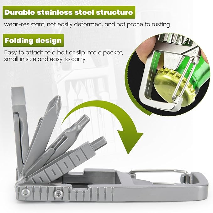 Generic 12 in 1 Keychain Multitool Screwdriver Bit Folding Multi Tool Bottle Opener Portable Pocket Tool for Outdoors Camping