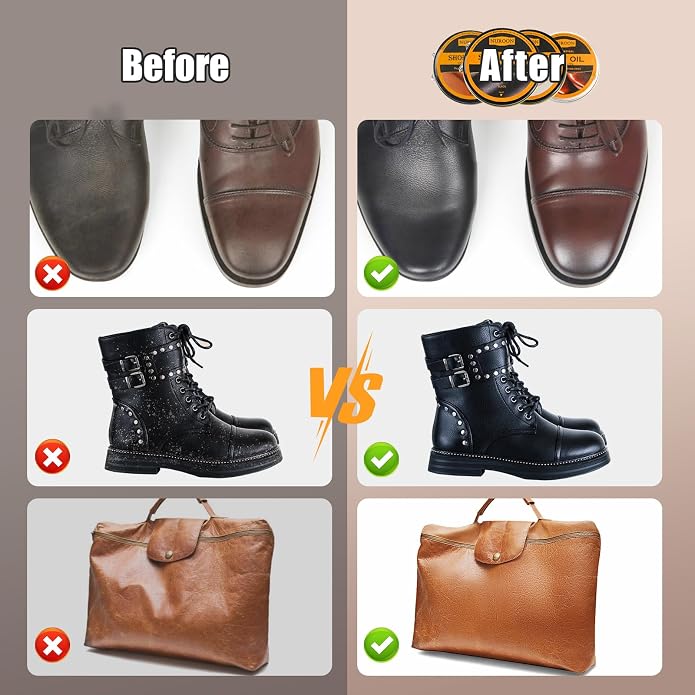 13Pcs Shoe Care Kit for Men & Women,3 Horsehair Shoe Polish Brush,Black Brown Neutral Mink Oil for Shoes,Care for Leather Boots, Shoe Cleaning Kit as Gift for Men with Shine Sponges & Care Cloth | 1.4oz Black Brown White Shoes Wax, 1.7oz Mink Oil, Hors...
