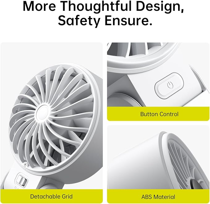 JISULIFE Handheld Fan Life7 – Ultimate Flexibility: Wide & Strong Airflow, 13H Max Cooling, 3600mAh Rechargeable, 5-Speed, LED Display, 3 IN 1 Portable Fan for Travel, Concerts, Sports Events(Grey)