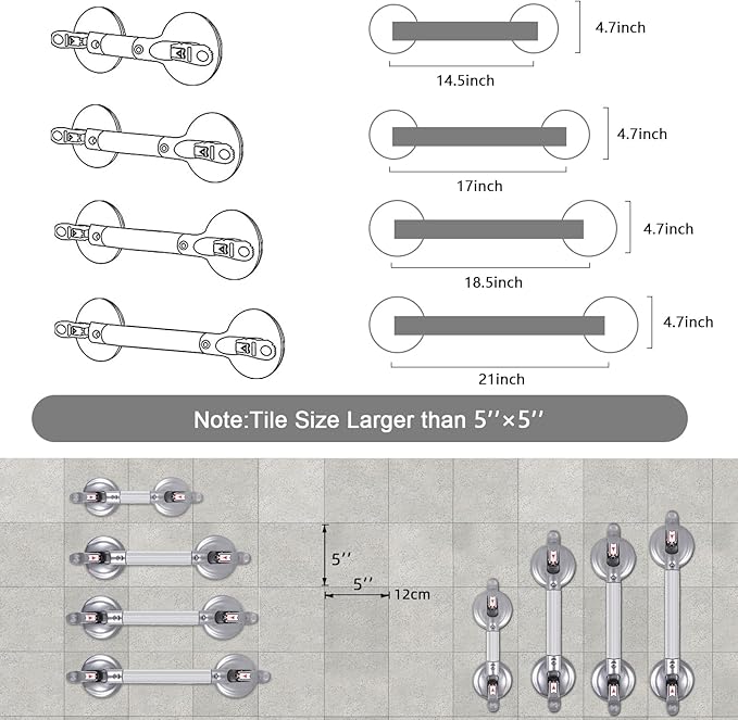 21inch Upgrade Suction Shower Grab Bar, Portable Shower Handle Bar Suction Grip Bar Bathtub Handle with Strong Hold Suction Cup Fitting and Rapid Release for Bathroom(Max Capacity :300lb