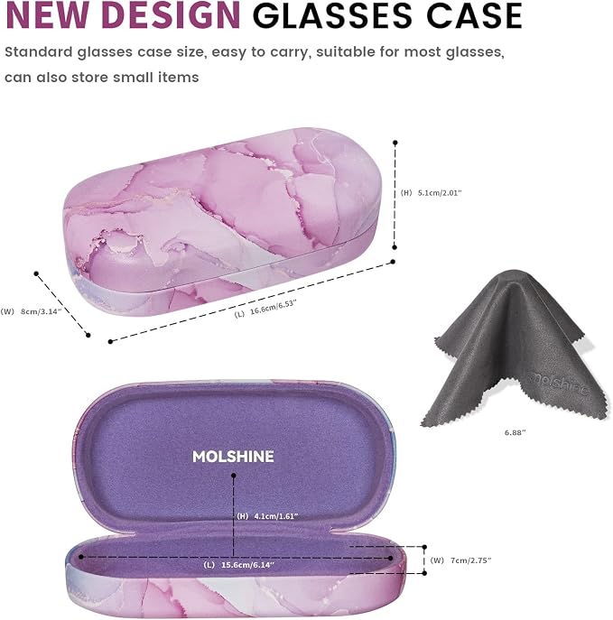 molshine Hard Shell Sunglasses Case,Classic Large Glasses Case for Women Men,Sunglass Eyeglasses
