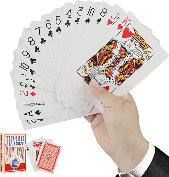 SeptCity Jumbo Playing Cards, 3.5 X 5 Inches Super Big Giant Game Theme Full Deck Huge Poker Oversize Decorations of Magic Party (1 Pack) (2 Times)