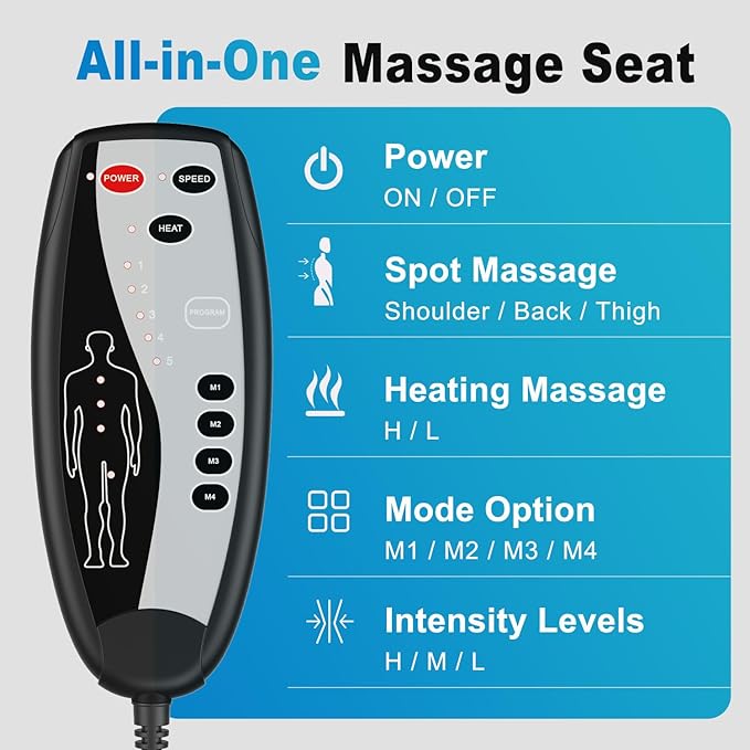 Back Massager with Heat, Full Body Massage Pad with Pillow Neck Support, Soft Plush Fabric Cover, Chair Massager with 3D Lumbar Truction and 8 Vibration Motors, Gifts for Dad Mom, Home Office Use