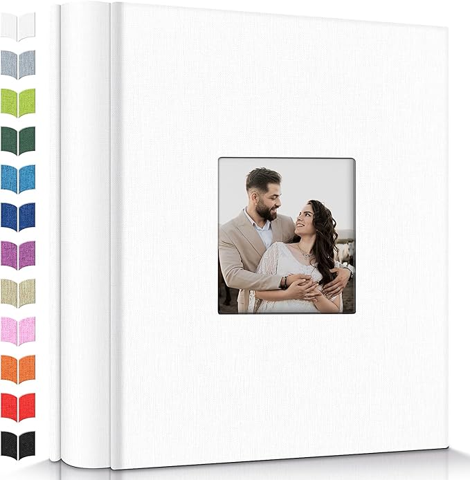 Artfeel Photo Album 4x6 with 600 Pockets,Slip-in Picture Albums,Linen Cover Memory Book with Front Window,White Page Vertical Photo Book for Wedding,Family,Anniversare,Baby,Vacation