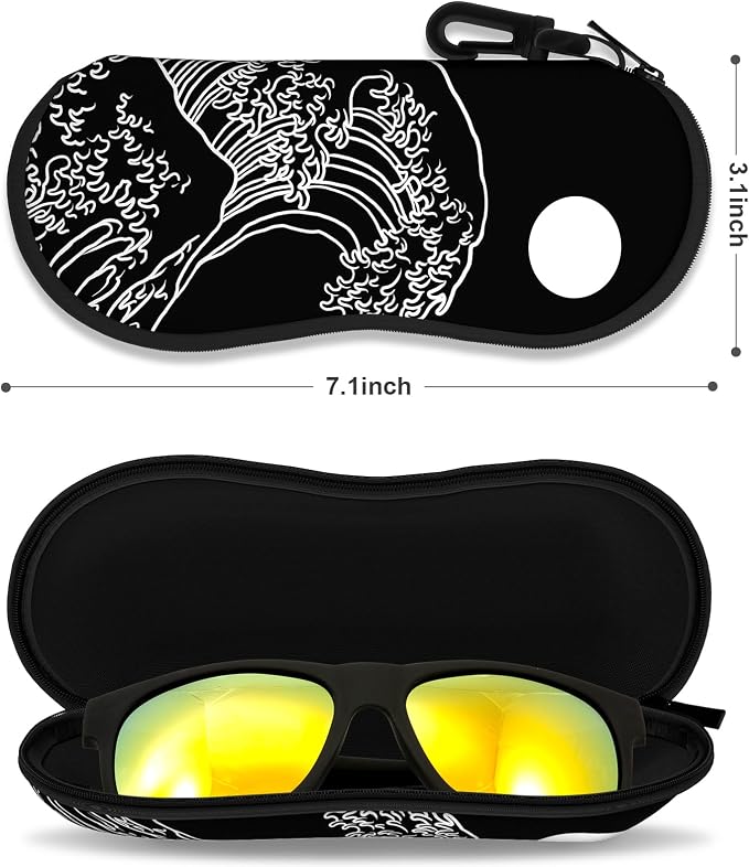 Sunglasses Soft Case, Ultra Light Portable Neoprene Zipper Glasses Case for Men Women