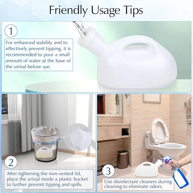 Portable Urinals for Men, OOCOME Men Urinal Bottle Spill Proof Reusable Male Pee Bottle Camping Toilet Thicken Men's Potty 2000 ml 47.2" Long Tube with Lid