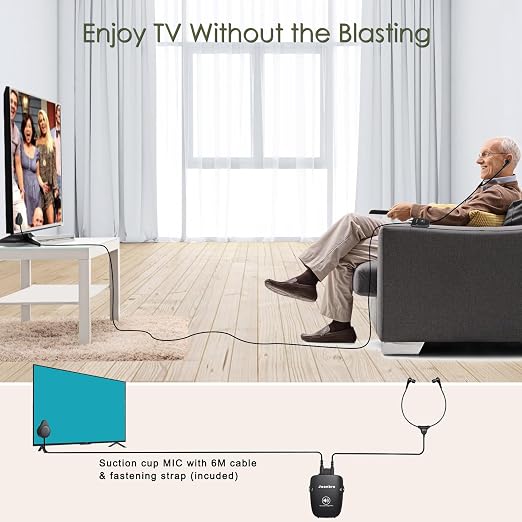 Personal Sound Amplifier for Seniors, Voice Enhancement Devices, Pocket Sound Amplifiers for Elderly People, Adults, 50dB Gain, with Headphones & Earbud, 3 Types Mics, 3 Tone, Volume Control