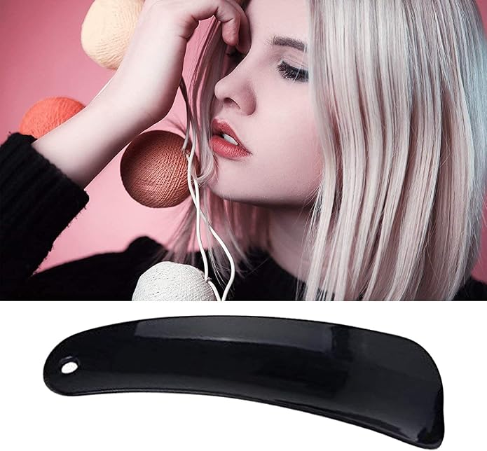 Plastic Shoe Horn,Professional Shoehorn Spoon Shape Shoehorn Flexible Sturdy Slip Shoe Lifter for Men, Women, Kids and Seniors - Black