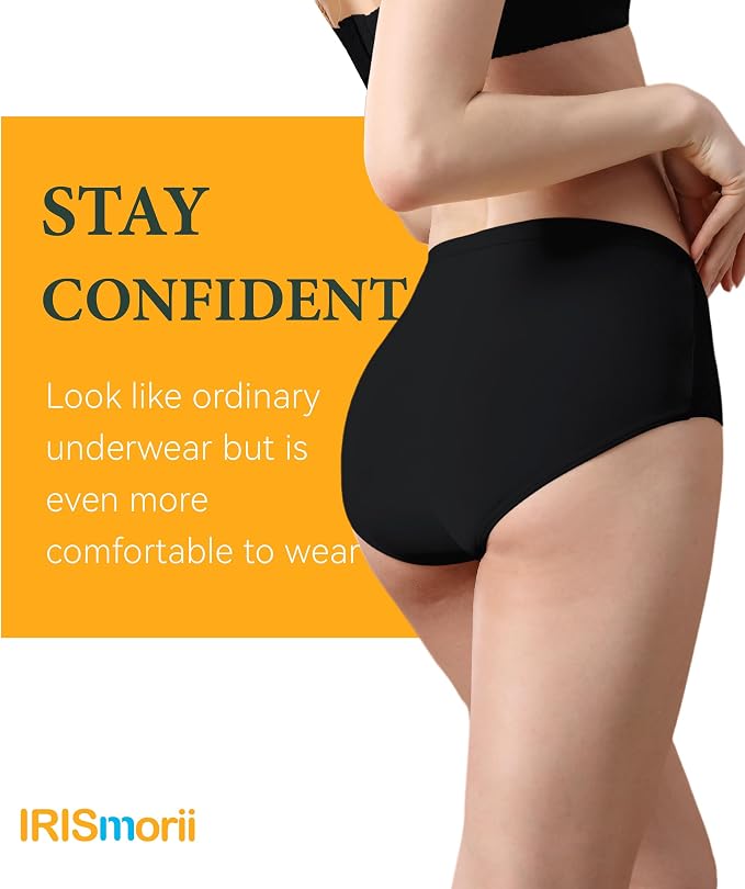 Women's Incontinence Underwear Washable Leakproof 3 Pack | 56ml Absorbency,5-Layer Leakproof Guard,Postpartum Bladder Leak,Odor Free,Soft Breathable Cotton Reusable Panties for Women