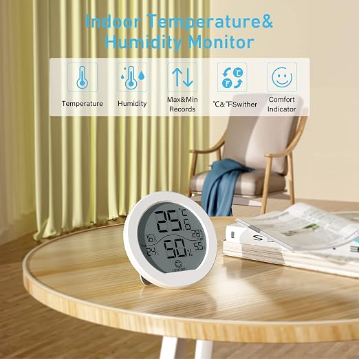 Indoor Digital Hygrometer Thermometer for Room Temperature Humidity Meter | SECRUI Thermometer Accuracy Calibration LCD Temperature Sensor with Maximum and Minimum Records,2 Pack