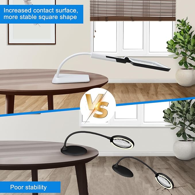 5X Tabletop Magnifying Glass with Light,Detachable and Foldable Acrylic Lenses Handheld Magnifying Glass,Lightweight Rectangular Flexible Gooseneck Magnifier for Seniors Reading、Close Work