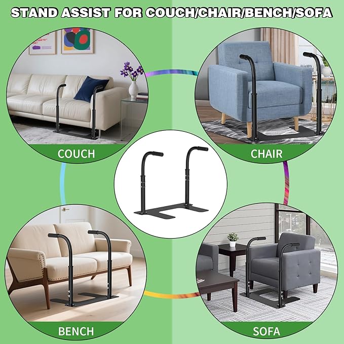 Heavy Duty Couch Stand Assist, Height & Width Adjustable Standing aid & Support Device, Chair/Sofa Stand Assist for Elderly Mobility & Daily Living Sit to Stand(400LBs Loading, Black)