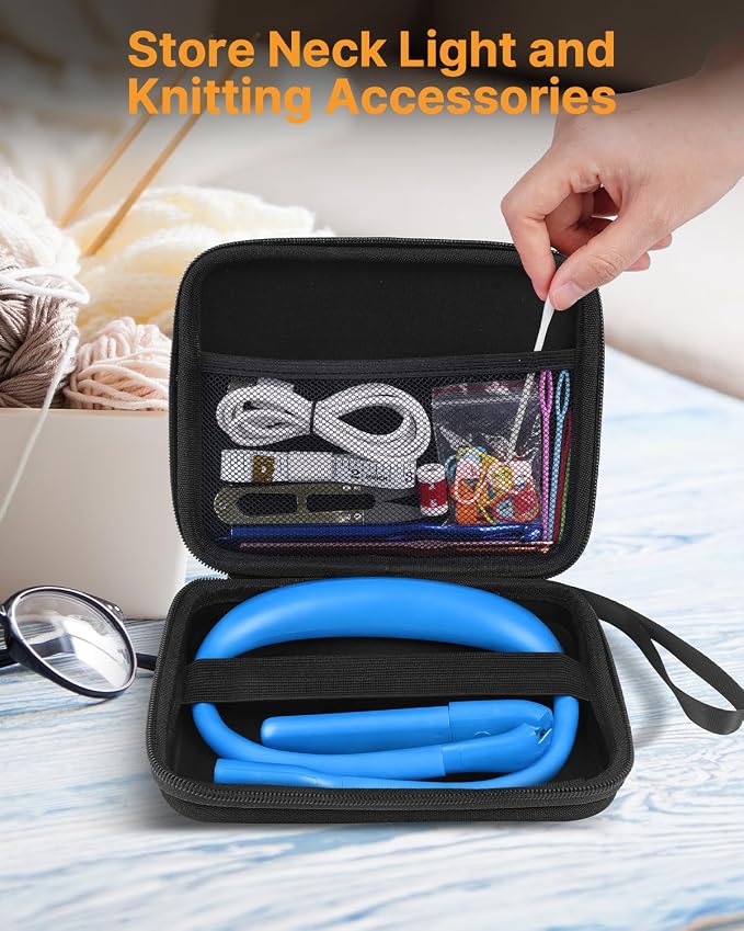 Neck Book Light with Storage Case, 3 Color Dimmable Reading Light | Eye Care, Foldable Head, Ergonomic, Comfortable, Memory Function, 80H Rechargeable Book Lamp, Back to School Supplies