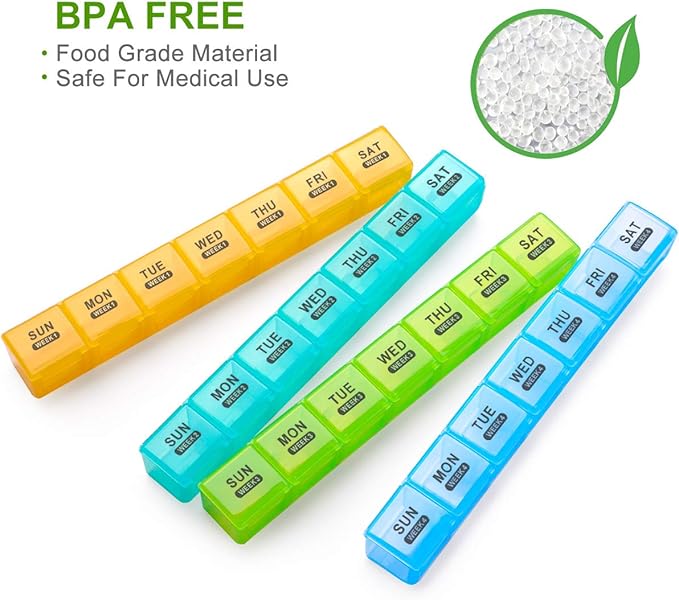 Sukuos Monthly Pill Organizer 28 Day Easy to Open, Large Moisture-Resistant Pill Box Cases with Dust-Proof Box and Clear Lid for Vitamin/Fish Oil/Supplements