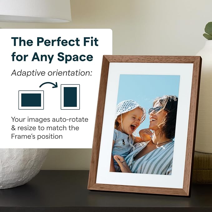 Skylight Digital Picture Frame 2 – 10" Full HD Wi-Fi Touch Screen, 16GB Digital Photo Frame, Load Photos & Videos Directly from Phone, Anti-Glare – Ideal for Personalized Gifting, Walnut