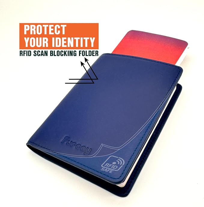Slim Nappa Leather RFID Blocking Passport Cover (Blue/Red) | Genuine Leather Passport Holder for Men and Women