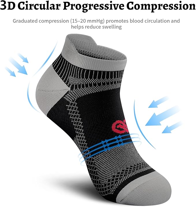 PAPLUS Ankle Compression Sock for Men and Women 2/4/6 Pairs, Low Cut Compression Running Sock with Ankle Support