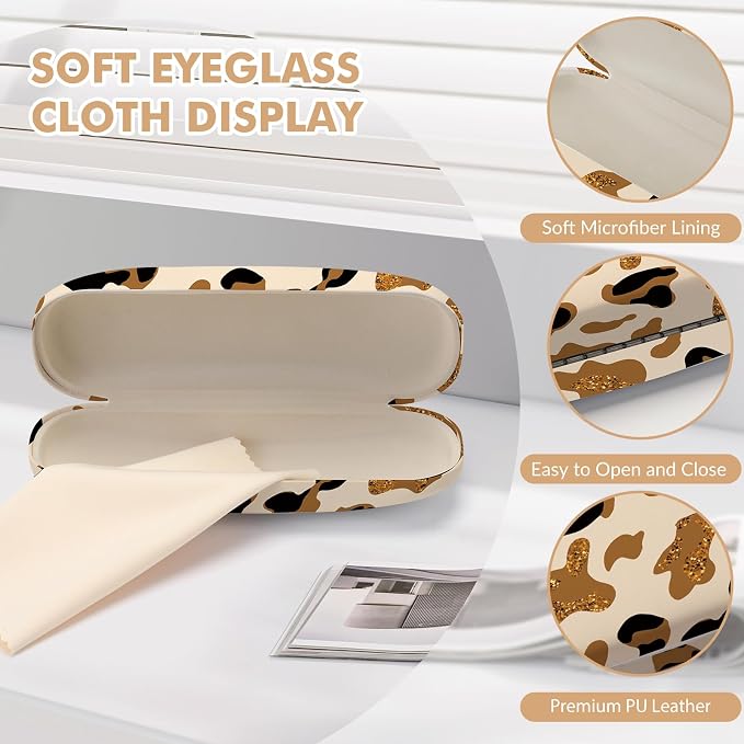 Glasses Case Hard Shell,Portable Protective Eyeglasses Case, Eyeglass Holder Box with Cleaning Cloth, for men women