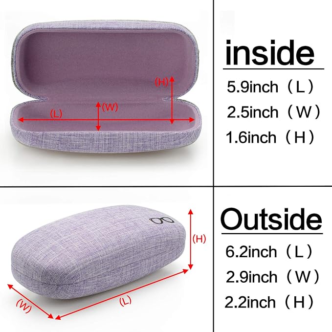 Vemiss Hard Shell Sunglasses Case, Large Linen Fabric Protective Glasses Case for Men Women
