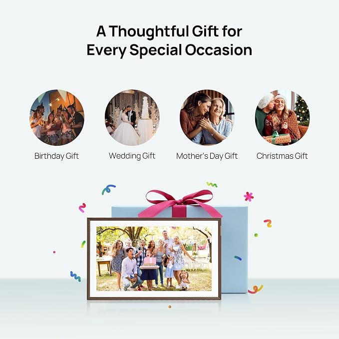 ARZOPA 15.6" Large Digital Picture Frame Free Cloud Storage No Subscription 1920X1080 FHD Touchscreen Anti-Glare Electric Photo Frame Slideshow Custom Gift Mode for Family and Friends