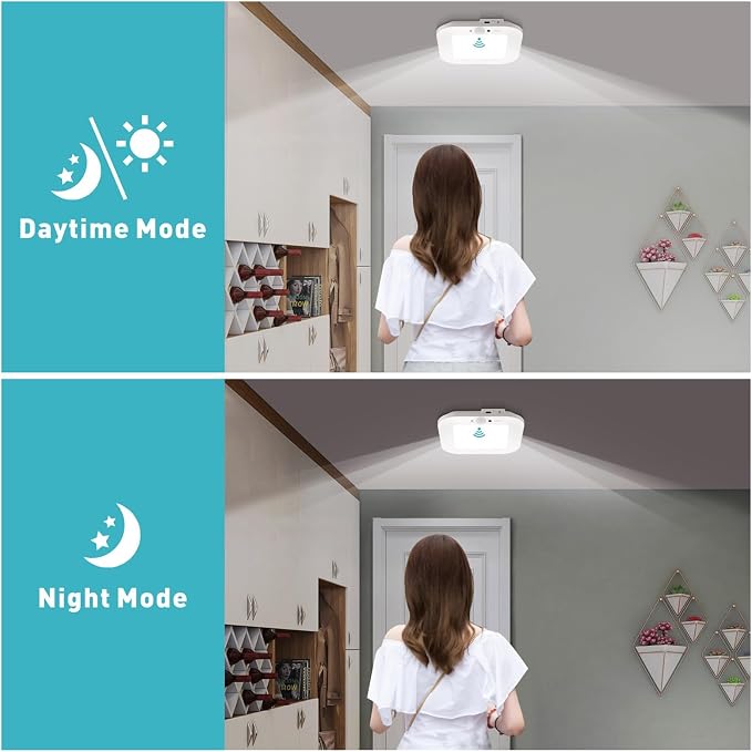 Rechargeable Motion Sensor Ceiling Light, Closet Light with USB Cable | Battery Operated, Motion Activated Cool White Light, Indoor Use for Closet Stair Pantry Hallway Shed Laundry