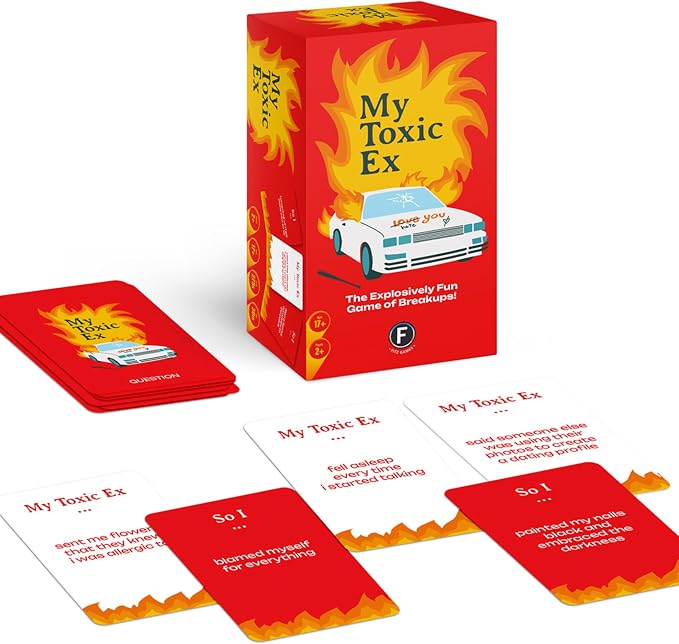 My Toxic Ex Party Game - Turn Heartbreak into Humor with 275 Hilarious Q&A Cards and Dares, Great for Big Groups and Adult Game Night, Ages 17+, 2+ Players, 30 Minute Playtime, Made by Fitz