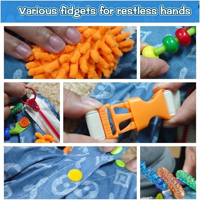 Fidget Sensory Dog Blanket for for Adults with Dementia | Alzheimers Dementia Activities Products for Elderly and Seniors | Fidget Toys Gift and Game for Alzheimer’s or Dementia.