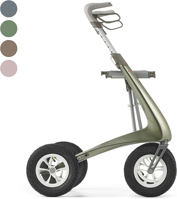byACRE Carbon Overland/All Terrain Carbon rollator/Big Pneumatic Wheels/Lightweight at only 14.8 lbs/Foldable with seat