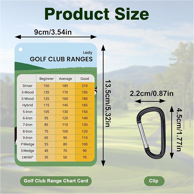 2 Pack Golf Club Distance Card, Waterproof Yardage Chart Card, Credit Card Size and Easy Carry, Quick Reference Guide with Clip, Golf Bag Accessories for Men Women Golfers | Durable、Hassle-Free、Pocket-Sized、Great Gift