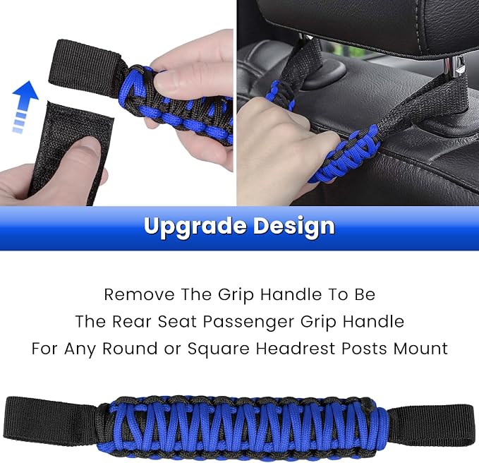Roll Bar Grab Handles Grip Handle for Jeep Wrangler JK JKU JL JLU TJ YJ Sport Sahara Freedom Rubicon Unlimited Gladiator JT 1955-2023 UTV ATV Accessories Premium Paracord US Flag (Blue 2 Pack)