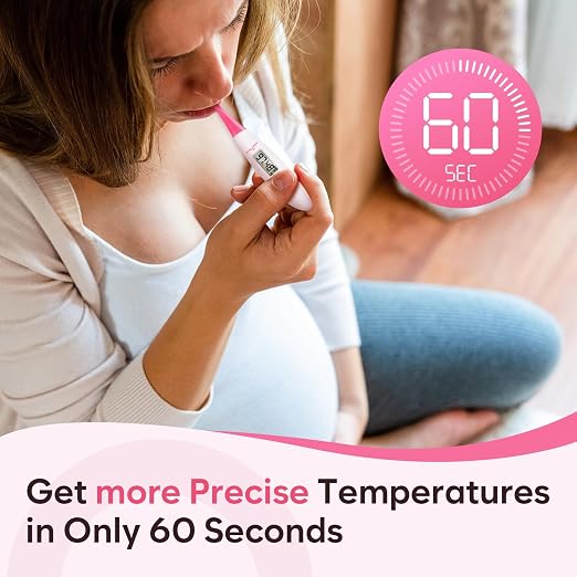 easy@Home Digital Basal Body Thermometer for Adults - Ovulation BBT | Precise 1/100th Degree Tracking. Flexible Waterproof Tip & Memory Recall. Auto Scan with Premom App