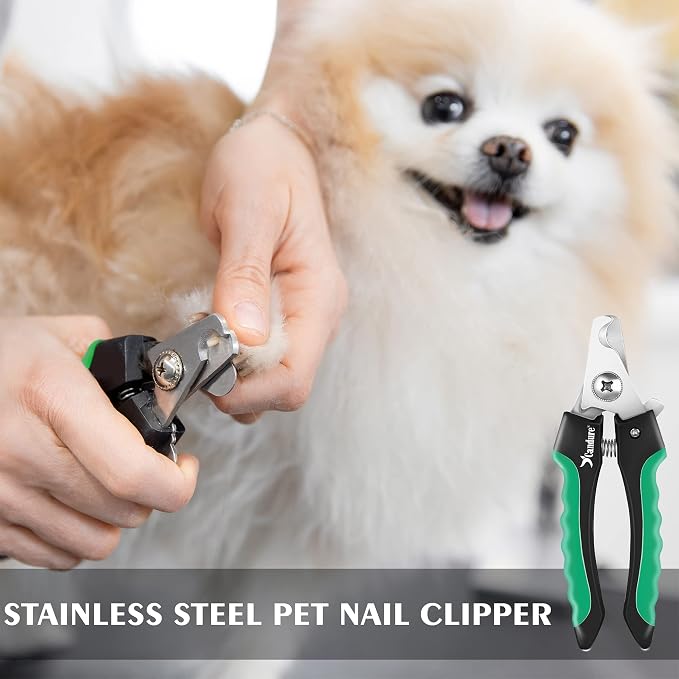 Candure Dog Nail Clippers Professional Pet Nail Clipper Suitable for Cats, Rabbits and Guinea Pigs - Safety Lock/Protective Guard to Avoid Over Cutting (Green, Medium to Small) | Includes Nail File, Small to Large Breeds, Avoids Over-Cutting, Professio...
