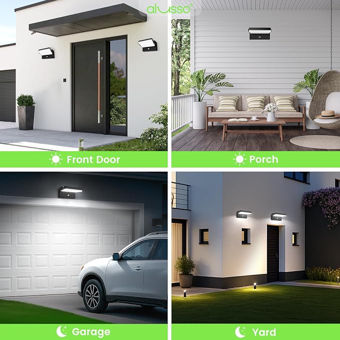 ALUSSO® 20W/40W/55W LED Outdoor Motion Sensor Wall Light, 3000K/4000K/6500K Aluminum Exterior Lighting Fixtures, 360° Rotatable Wall Pack Lights, IP65 Waterproof Sconce for Porch Patio Garage, Black