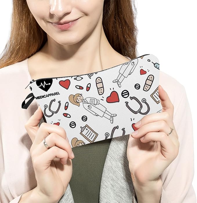Livel lhood Nurse Medical Supplies Small Makeup Zipper Bag | Nurse Medical Supplies Printed Cosmetic Organizer Pouch, Medical Theme Gift for Women Friends
