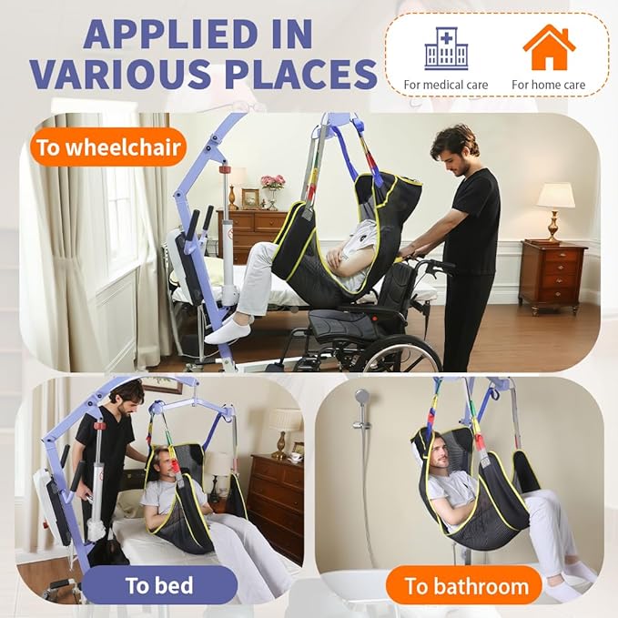 500lbs Mesh Full Body Sling for Lift - Patient Transfer Sling with Wide Pads for Elderly & Disabled,Compatible and Multi-Scene Transfer
