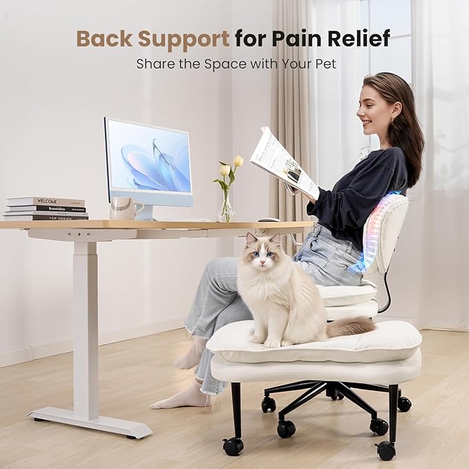 Cross Legged Office Chair, Ergonomic Cloud Criss Cross Desk Chair, Meditation Chair with Wheels, Height Adjustable Seat for ADHD, Wide Kneeling Chair with Back Support