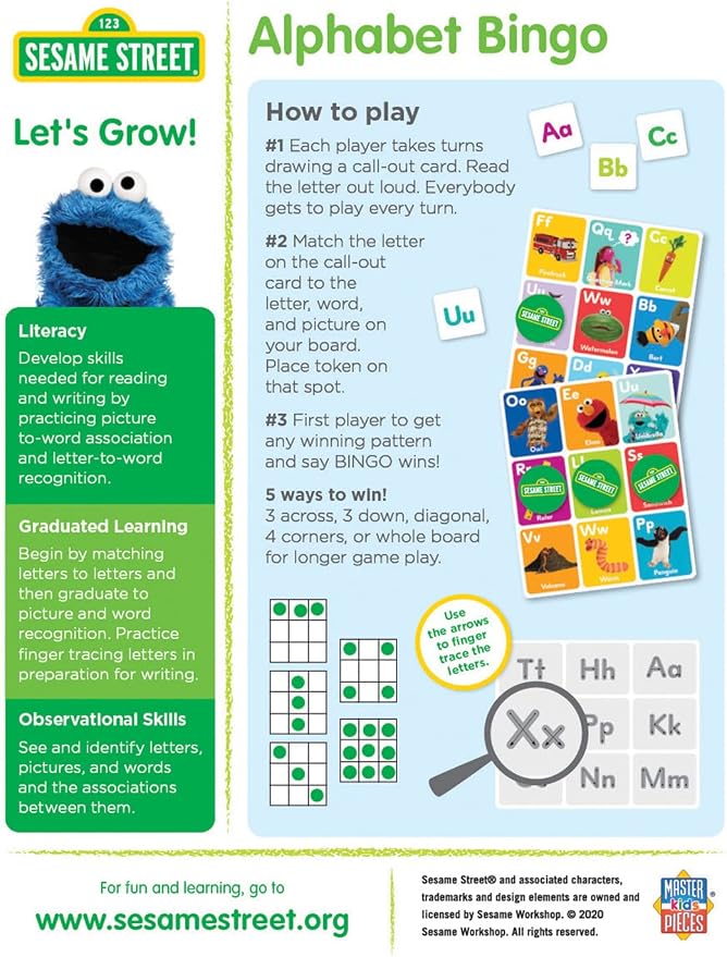 MasterPieces Kids Games - Sesame Street Alphabet Bingo