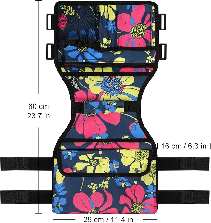 supregear Walker Side Bag, Storage Pouch w/Cup Holder for Folding Walker, Waterproof Caddy Basket for Side Bar Accessory Attachment for Seniors Elderly, Double Sided Organizer