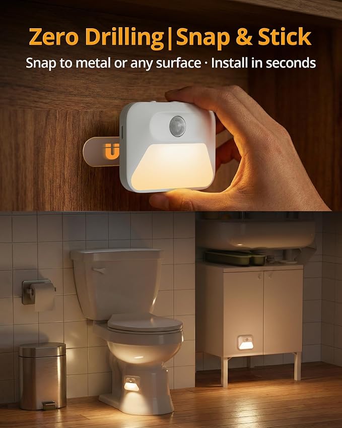 Smart Sync Linkable Night Lights with 3-in-1 Charging Dock, Rechargeable Motion Sensor Nightlight, Dimmable Step Lights for Stairs, Hallway, Bathroom, Bedroom, Nursery, Pets, 6 Pack