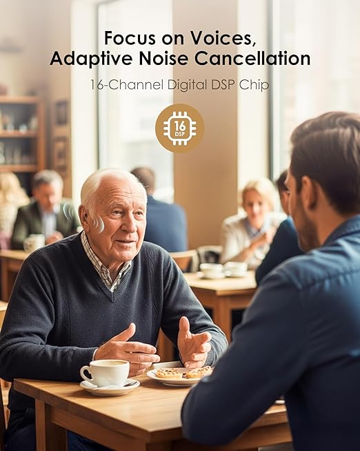 Karthus OTC Hearing Aids for Seniors with Hearing Loss, Rechargeable Lightweight RIC Hearing Amplifiers with Noise Cancelling & Clear Sound, 16-Channel Digital DSP, 7 Level Volume, Easy to Use, Black