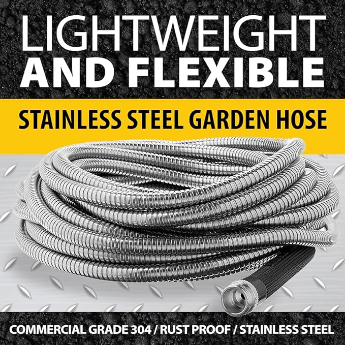 BIONIC STEEL 75 Ft Garden Hose 304 Stainless Steel, 75 Ft Water Hose, Super Tough & Flexible Metal Hose, Lightweight, Crush Resistant Fittings, Kink & Tangle Free, Rust Proof, Easy to Use & Store | Non Kinking Design, Stainless Steel Heavy Duty Water H...