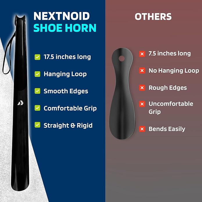 Nextnoid Shoe Horn Long Handle for Seniors - 16.5"-23" Straight & Sturdy Long Shoe Horn for Men, Women & Kids