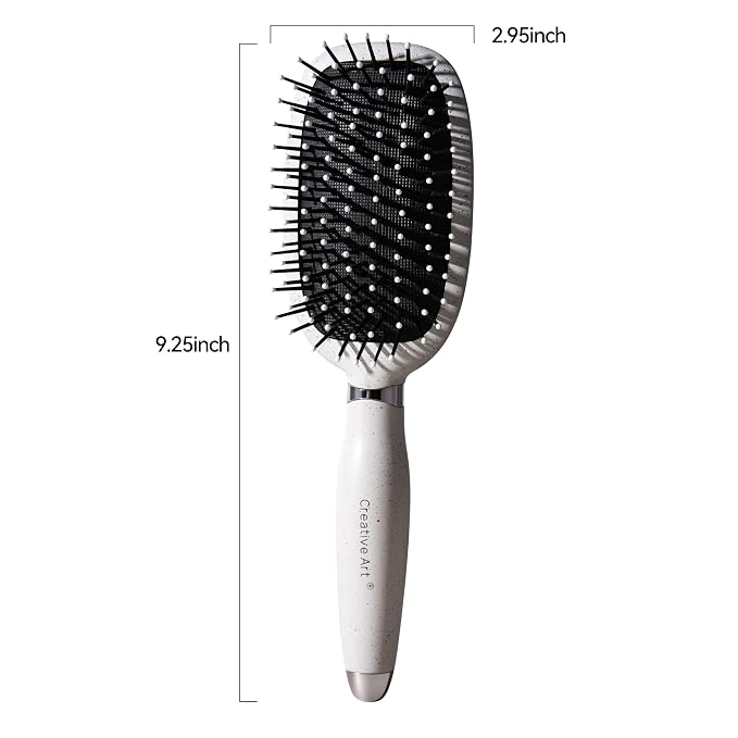 Hair Brush for Men, Detangling & Styling Hairbrush with Flex Cushion Base | Ball-Tipped Bristles, For Wet/Dry Use, Scalp Massage Function, Detangler Brushes for Fine/Thin/Thick Hair, White