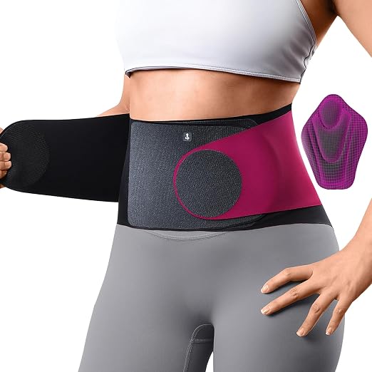 0.5mm Ultra Thin Back Brace for Women Men, Seamless Yoga Fabric for All Day Comfort, Wear under Clothes, Enhanced Lumbar Pad for Lower Back Pain Relief, Sciatica, Posture, Lifting, Rose, Size L