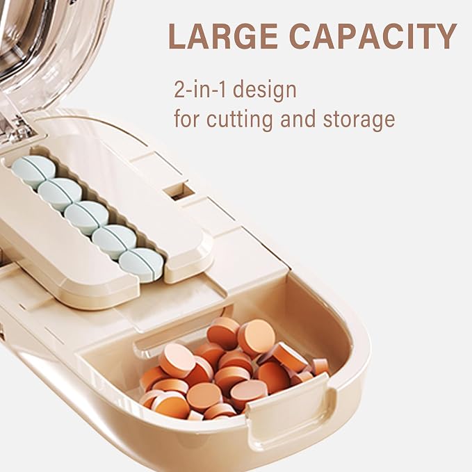 DUBSTAR Pill Cutter Splitter for Cutting Multiple Pills, Pill Cutter Splitter for Small and Tiny Pills (Clear Beige)