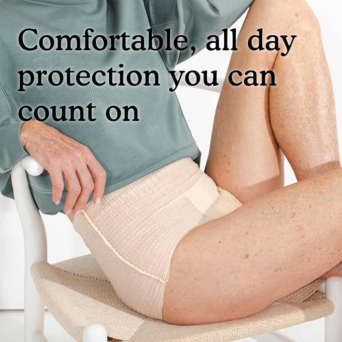 Because Discreet Maximum Adult Incontinence & Postpartum Underwear for Women, High Absorbency, Disposable, Absorbs Up to 4 Cups, Beige, X-Large, 20