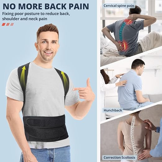 Fitsupport Back Brace Posture Corrector for Women and Men Back Lumbar Support Shoulder Posture Support for Improve Posture Provide and Back Pain Relief Large(Pack of 1)
