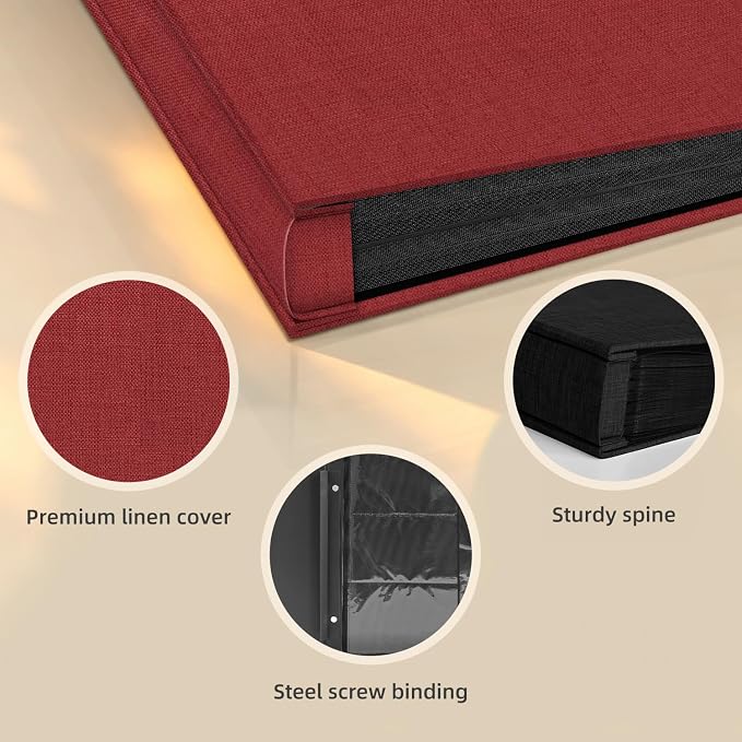 Popotop Photo Album 4x6 600 Pockets for Wedding Gifts,Linen Hardcover Picture Albums for Family Anniversary Baby Vacation Pictures