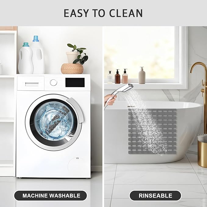 XIYUNTE Shower Mat Non Slip Bath Mat for Tub - 27 X 16 Inch PVC Bathtub Mat Non Slip Shower Mats for Inside Shower, Bath Tub Mat with Powerful Suction Cup, Easy to Cut and Dry, Grey